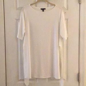 Eileen Fisher White Bateau Neck Tie Back Top-Fine Tencel Jersey EUC XS